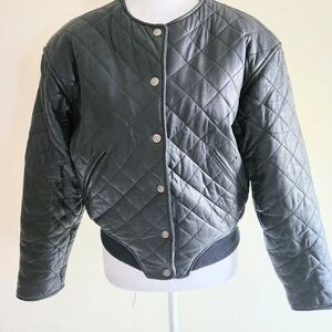 Vintage Leather Express Quilted Bomber Jacket